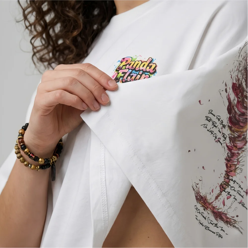Panda Flair Hypernova Splatter Graffiti Oversized White Tee Y2K Streetwear for Gen Z - Image 7