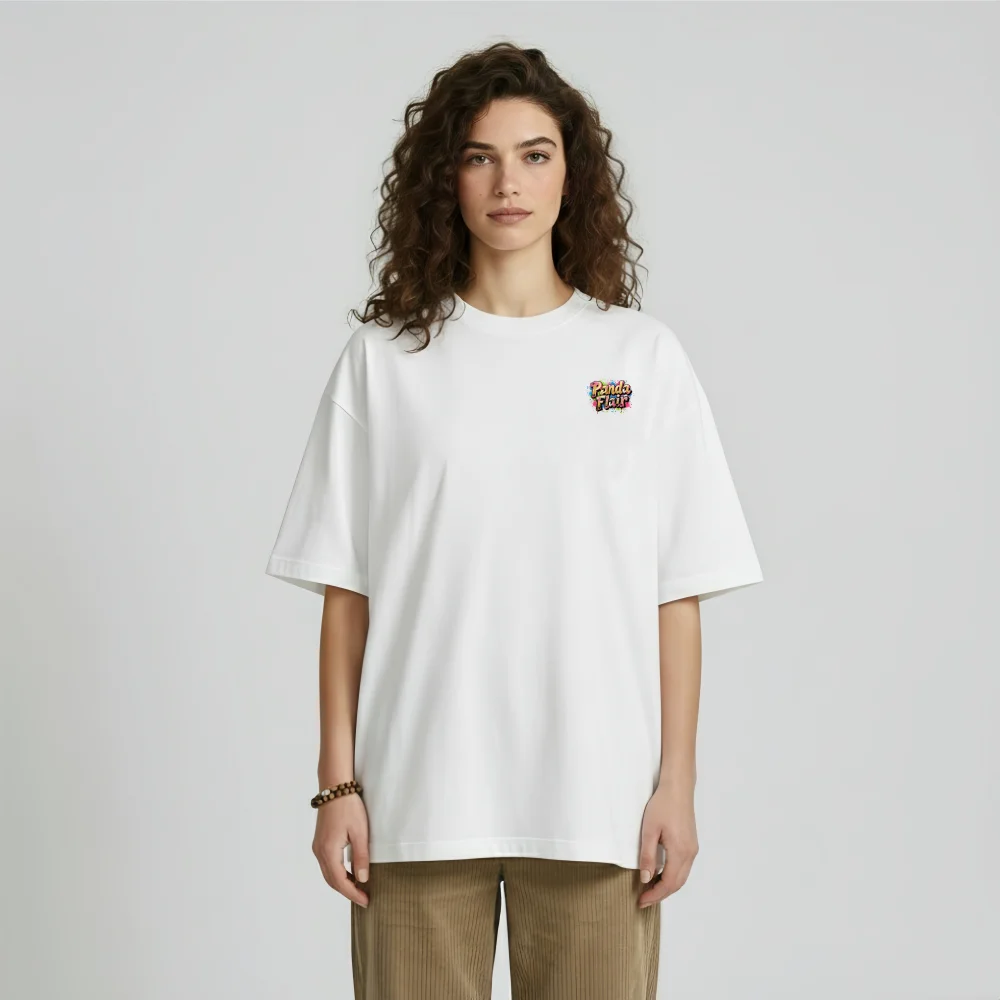 Panda Flair Hypernova Splatter Graffiti Oversized White Tee Y2K Streetwear for Gen Z - Image 5
