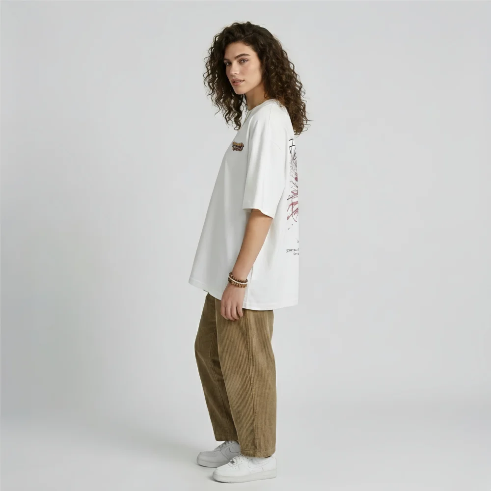 Panda Flair Hypernova Splatter Graffiti Oversized White Tee Y2K Streetwear for Gen Z - Image 4