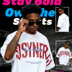 Panda Flair Y2K Oversized T-Shirt | White Biosynergy Anabolic Print Premium Solona Streetwear for Gen Z Rebels