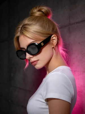 Retro Black Oval Sunglasses