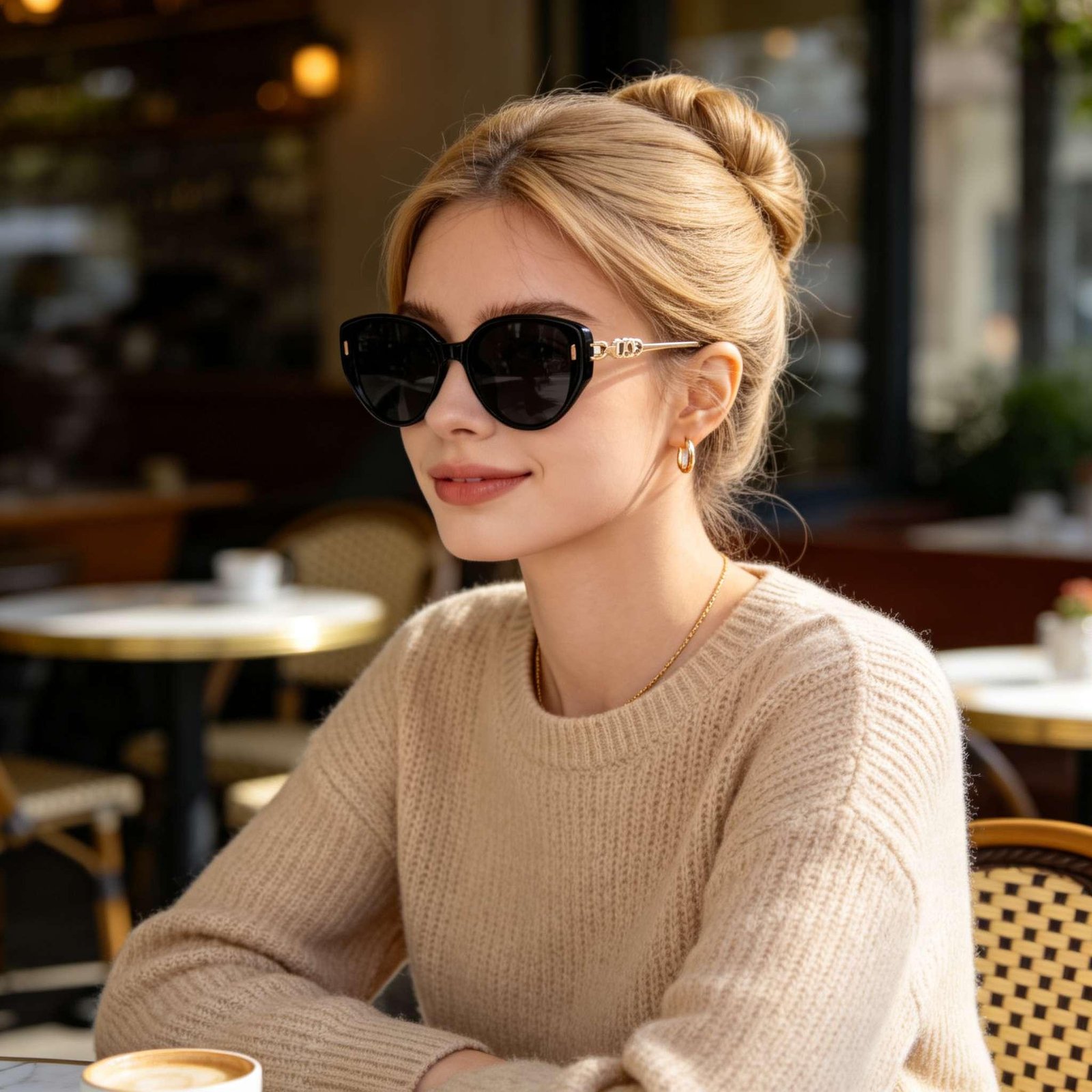 Black Frame Fashion Sunglasses - Image 2