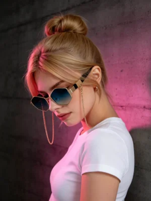 Gold Frame Hexagon Sunglasses