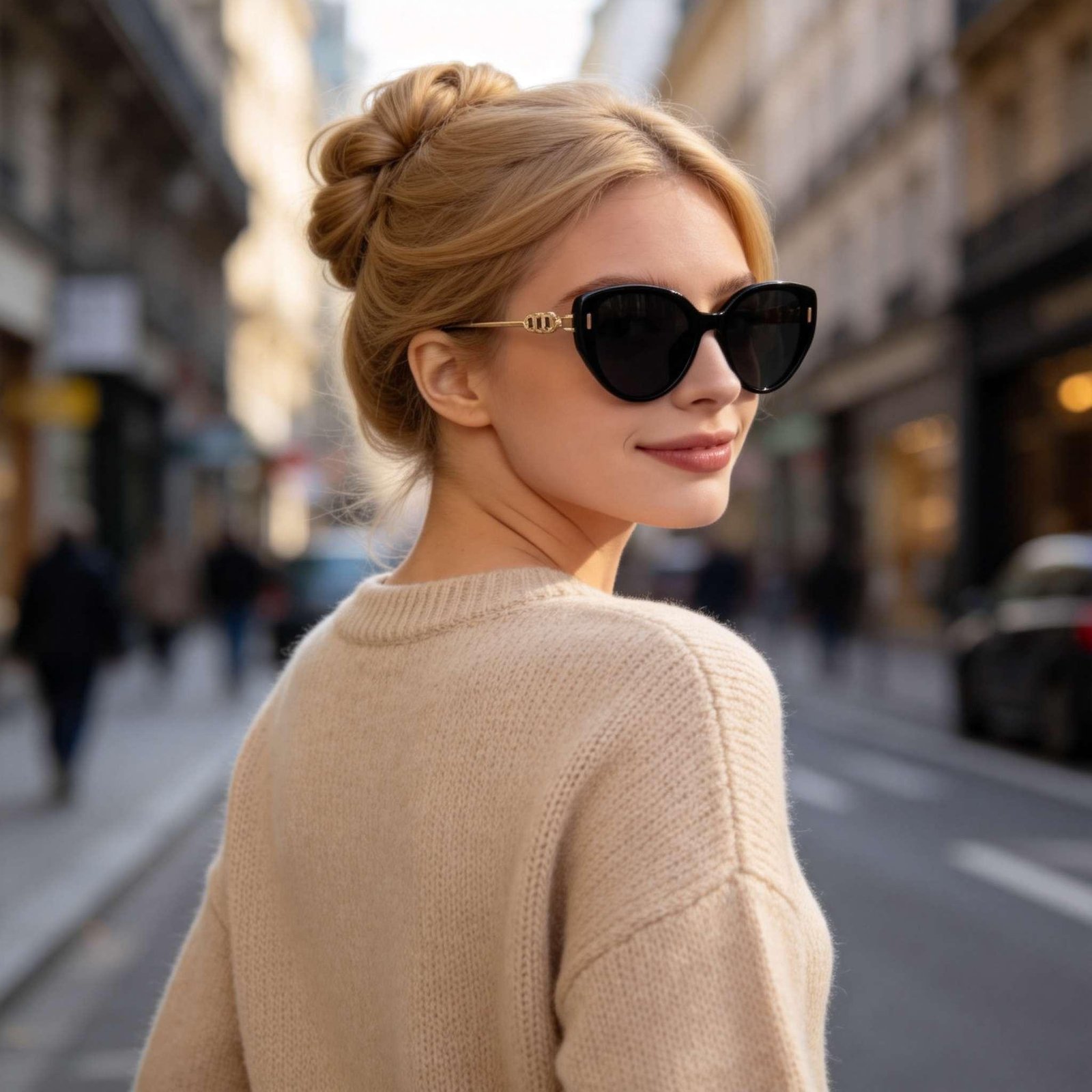 Black Frame Fashion Sunglasses - Image 3