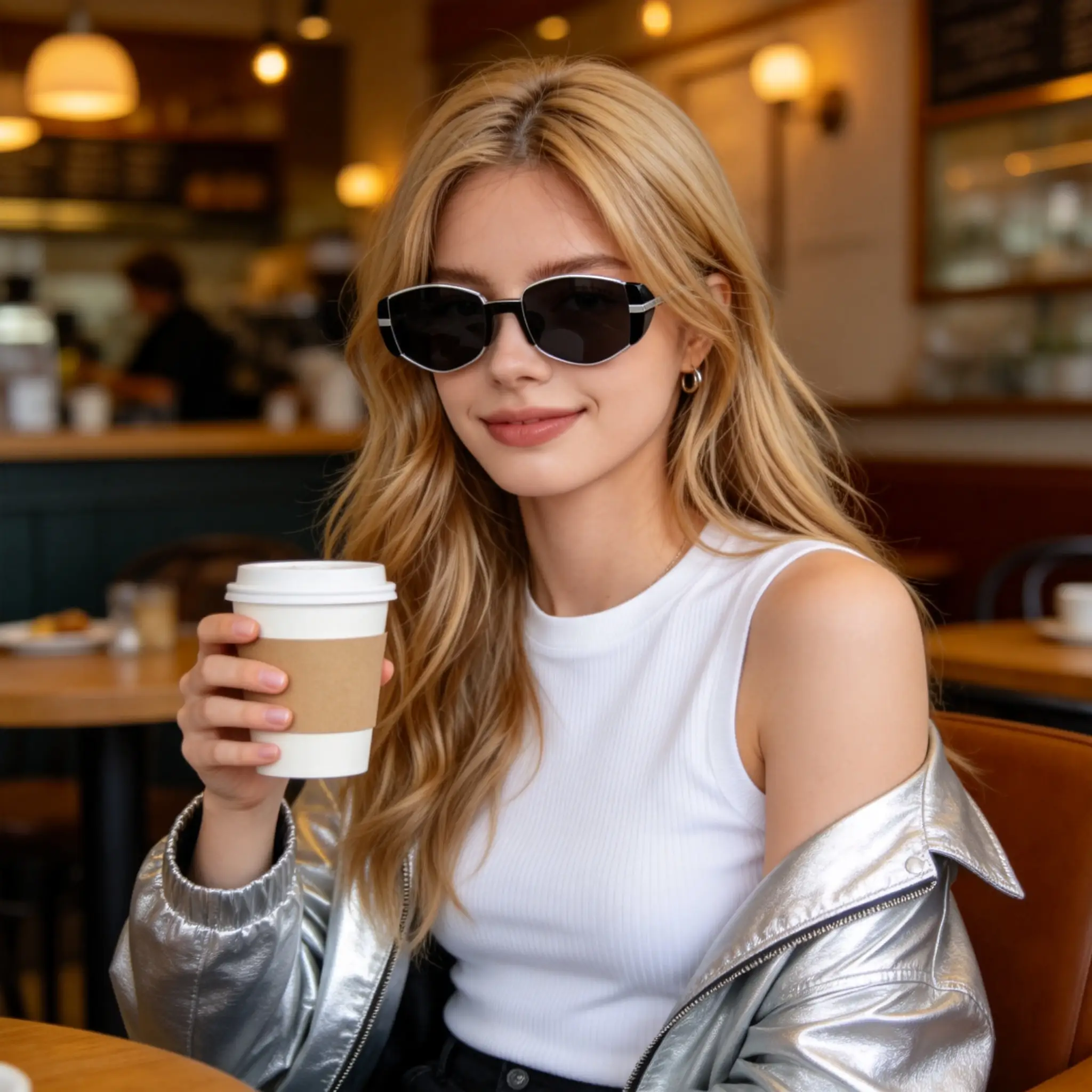 Silver & Black Oval Sunglasses - Image 2