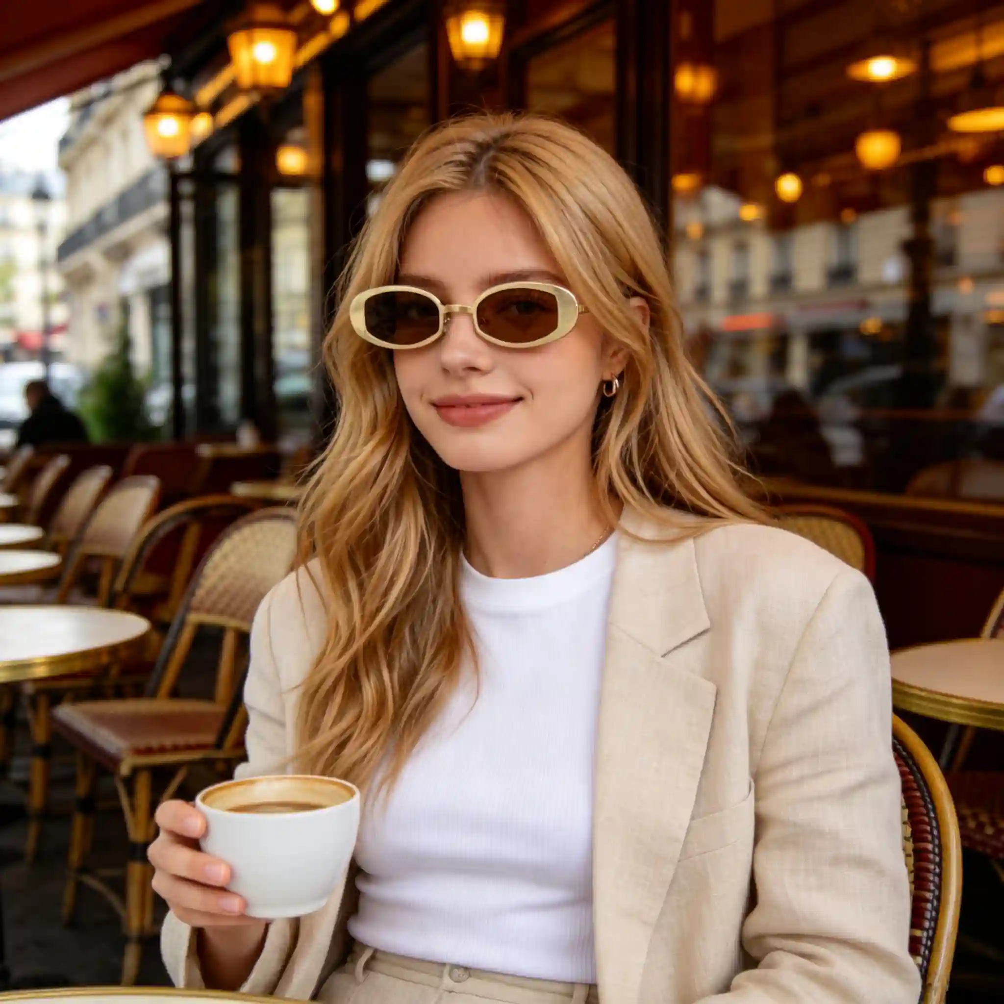 Small Frame Oval Sunglasses - Image 3