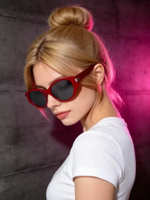 Glossy Red Cat Eye Sunglasses