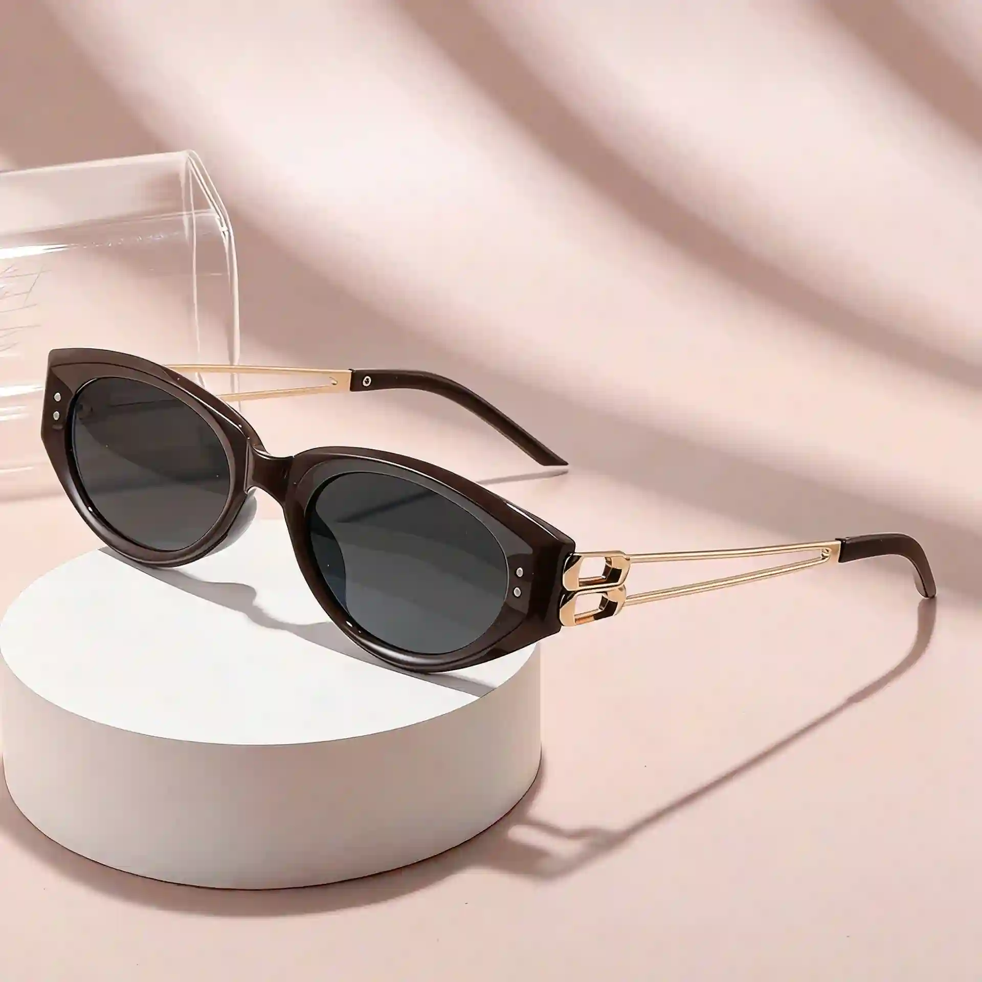 Black & Gold Cat Eye Sunglasses - Image 8