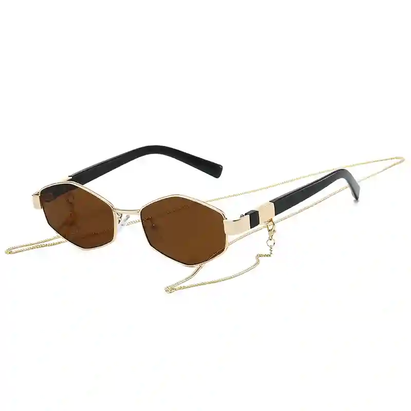 Gold Frame Hexagon Sunglasses - Image 9