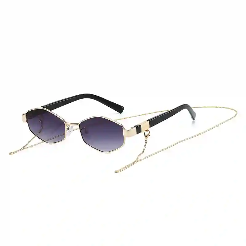 Gold Frame Hexagon Sunglasses - Image 6