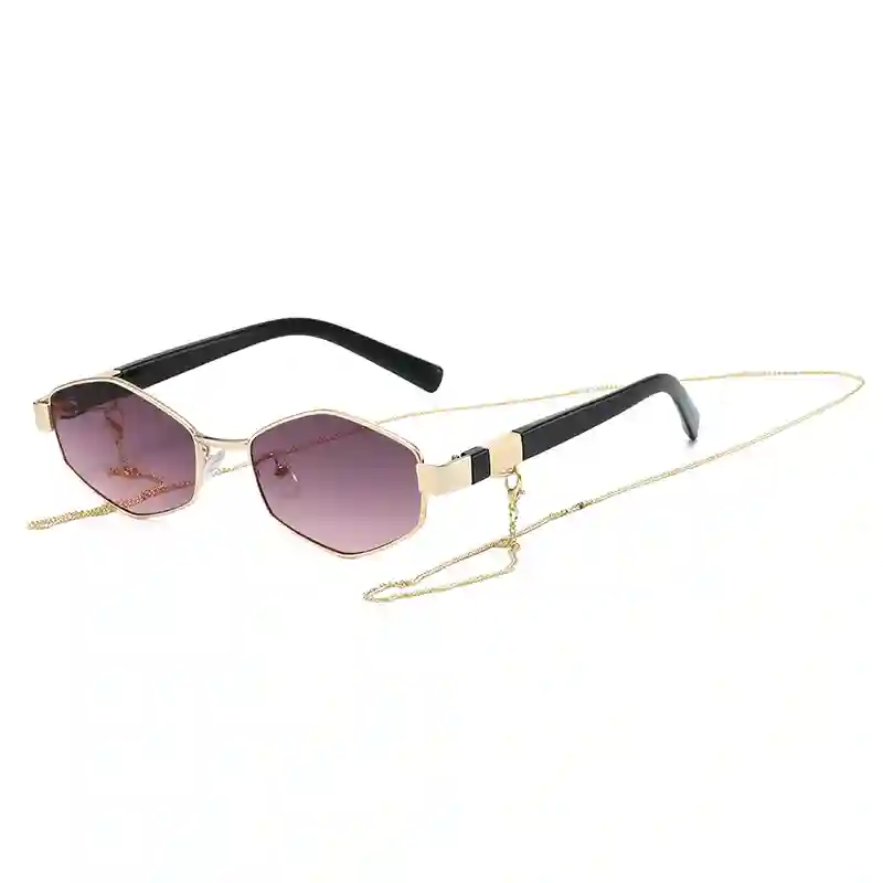 Gold Frame Hexagon Sunglasses - Image 8