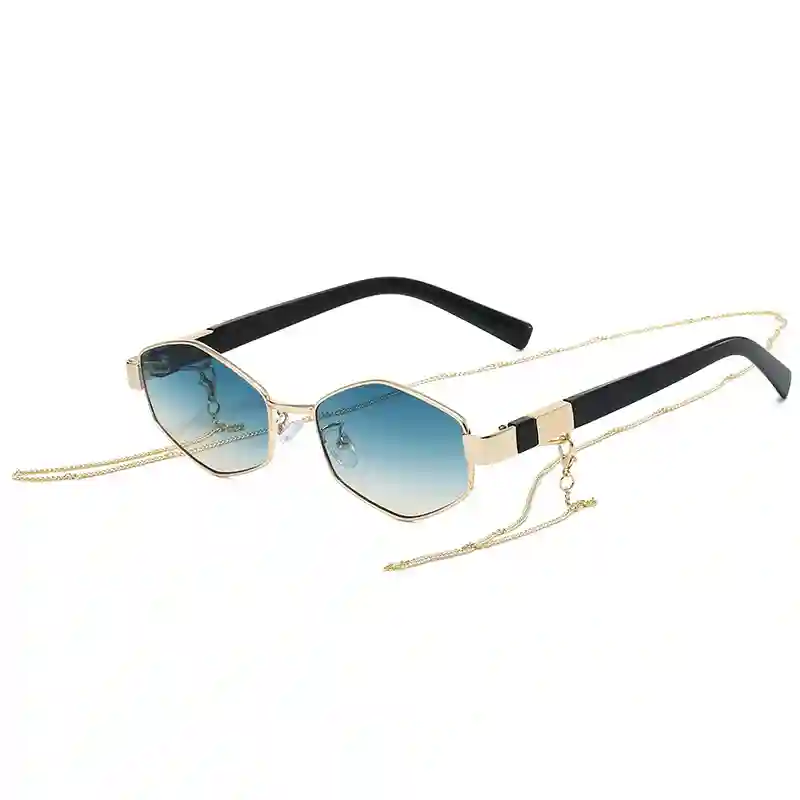 Gold Frame Hexagon Sunglasses - Image 7