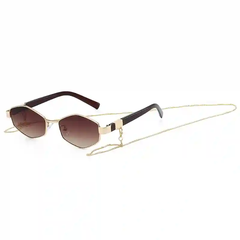 Gold Frame Hexagon Sunglasses - Image 5