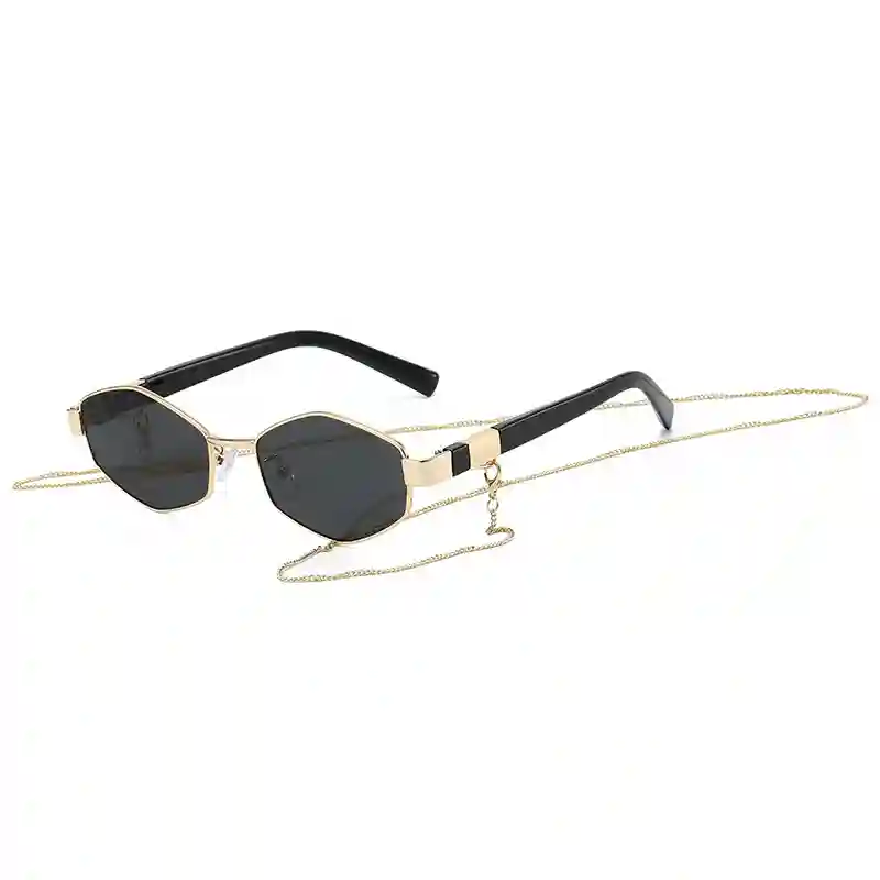 Gold Frame Hexagon Sunglasses - Image 4