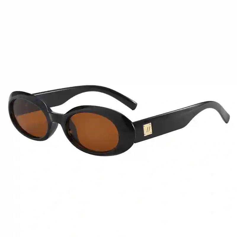 Retro Black Oval Sunglasses - Image 4