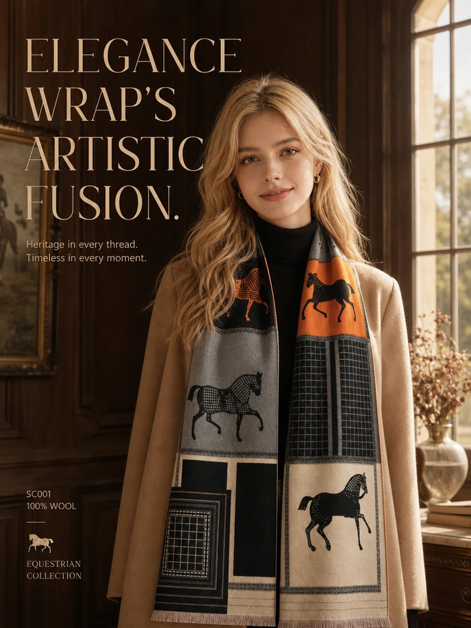 Reversible Equestrian Scarf - Elegant Value Showcase