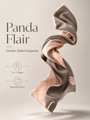 Reversible cashmere-feel winter scarf styled elegantly with a camel coat - Panda Flair