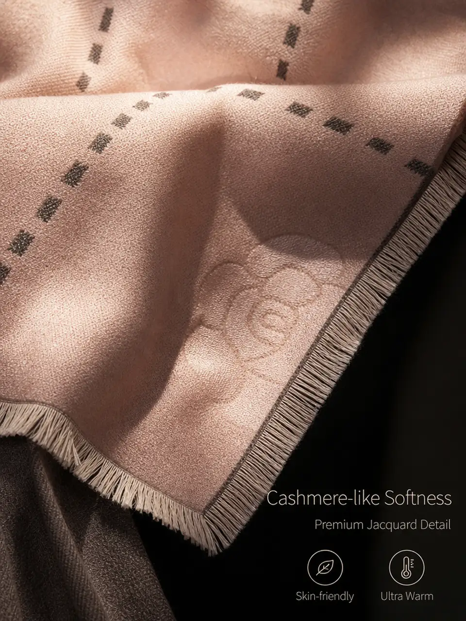 Double-sided scarf worn as an elegant winter shawl - Panda Flair