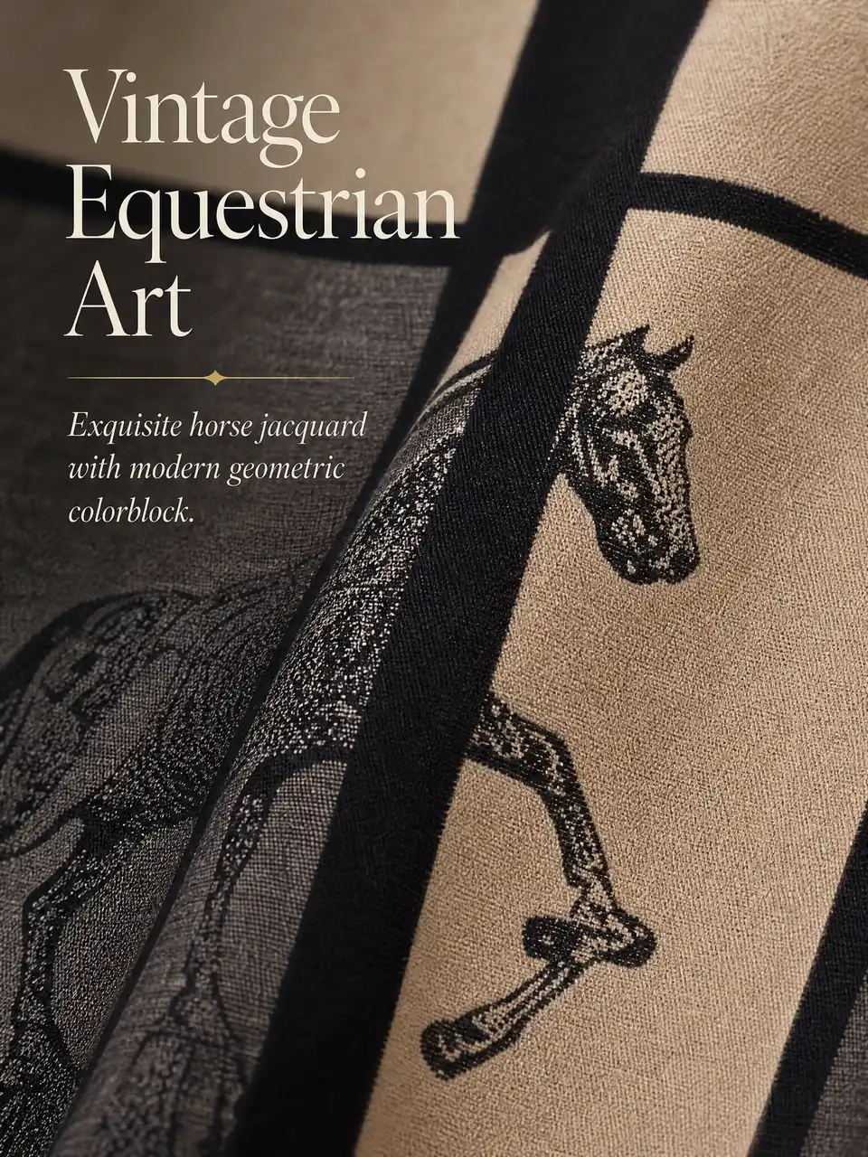 Sketch Horse Scarf - Jacquard Pattern Detail