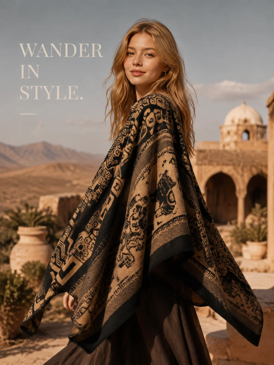 Retro Totem Cape Scarf - Travel Lifestyle