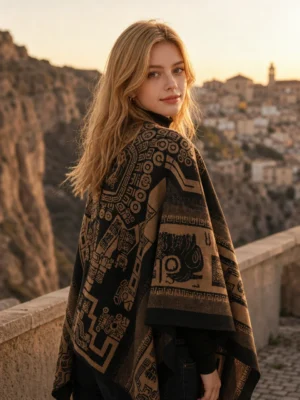 Retro Totem Cape Scarf - 1color