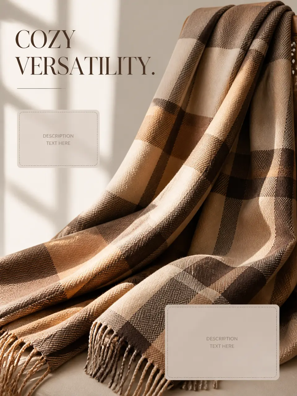 British Plaid Scarf - Herringbone Detail