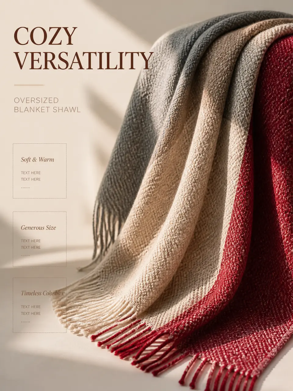Waffle Color-Block Scarf - Waffle Texture