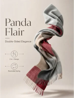 Waffle Color-Block Scarf - Red