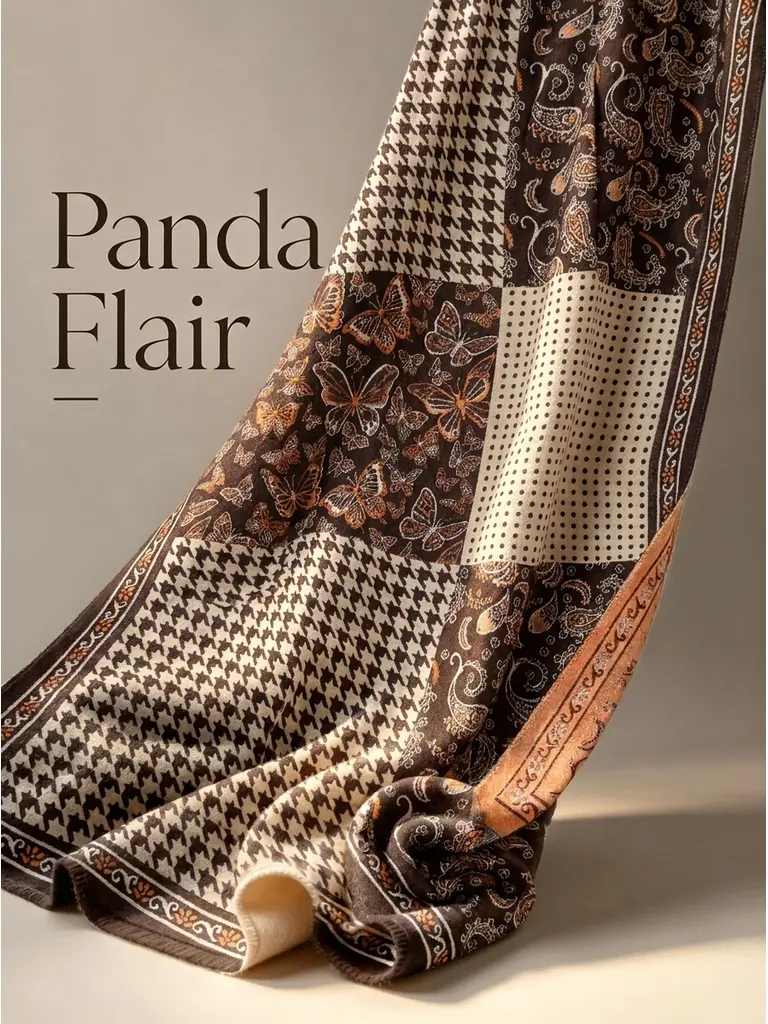 Vintage Patchwork Scarf - Coffee