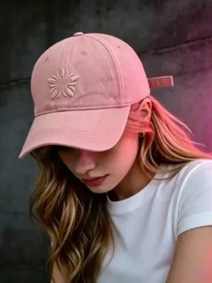 Pink Daisy Embroidery Cap