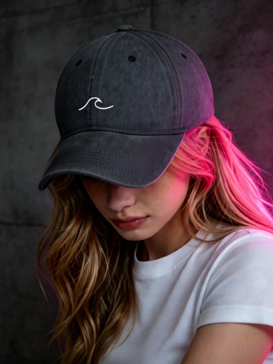 White Wave Embroidery Cap - Image 9