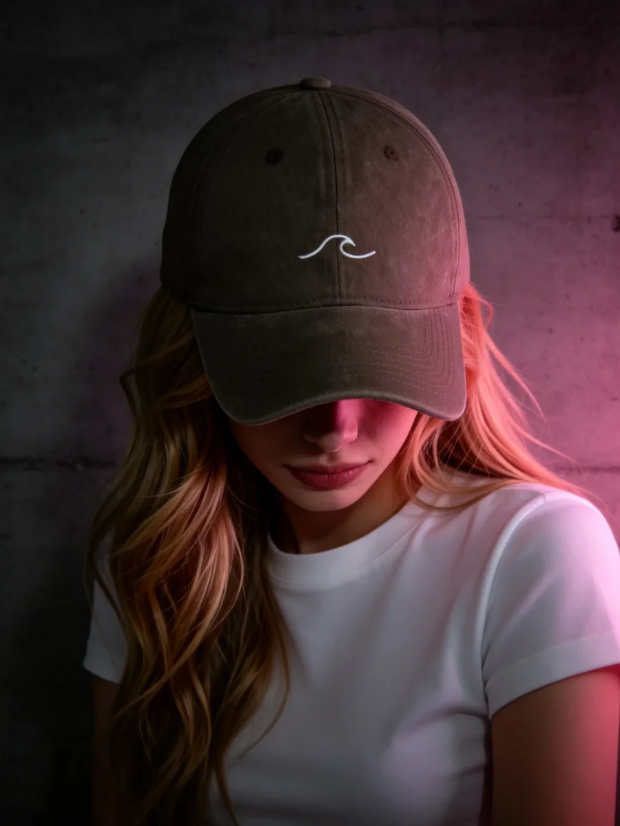 White Wave Embroidery Cap - Image 8