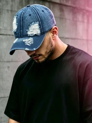 Distressed Denim Cap