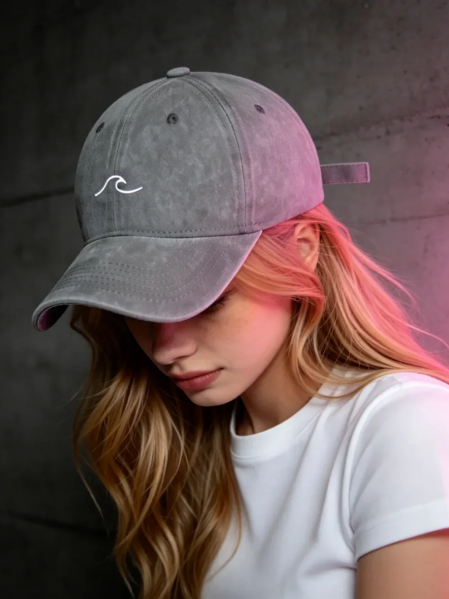 White Wave Embroidery Cap - Image 7