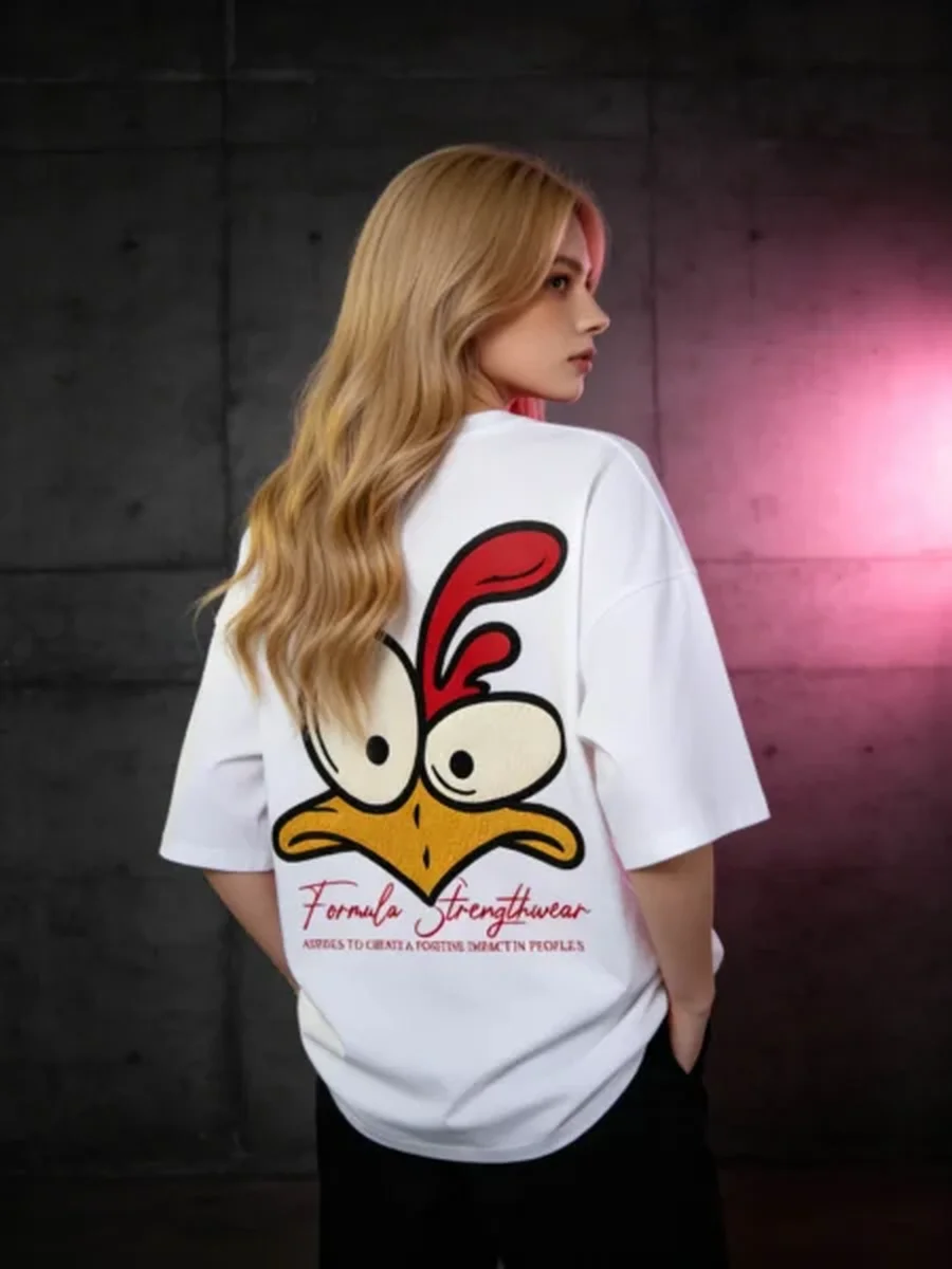 Cartoon Bird Oversized Tee