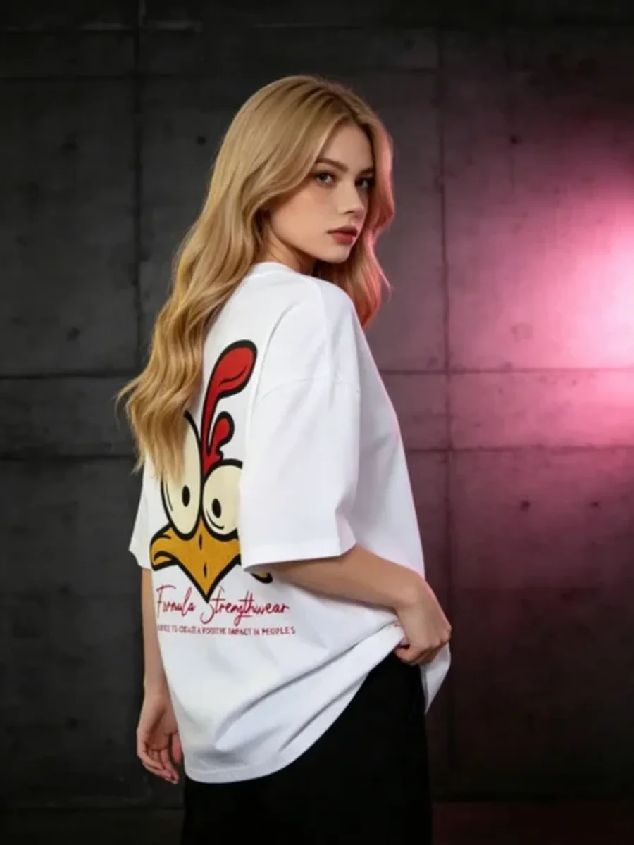 Cartoon Bird Oversized Tee - Image 3