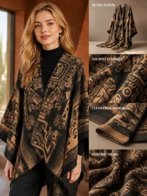Retro Totem Cape Scarf - 1color