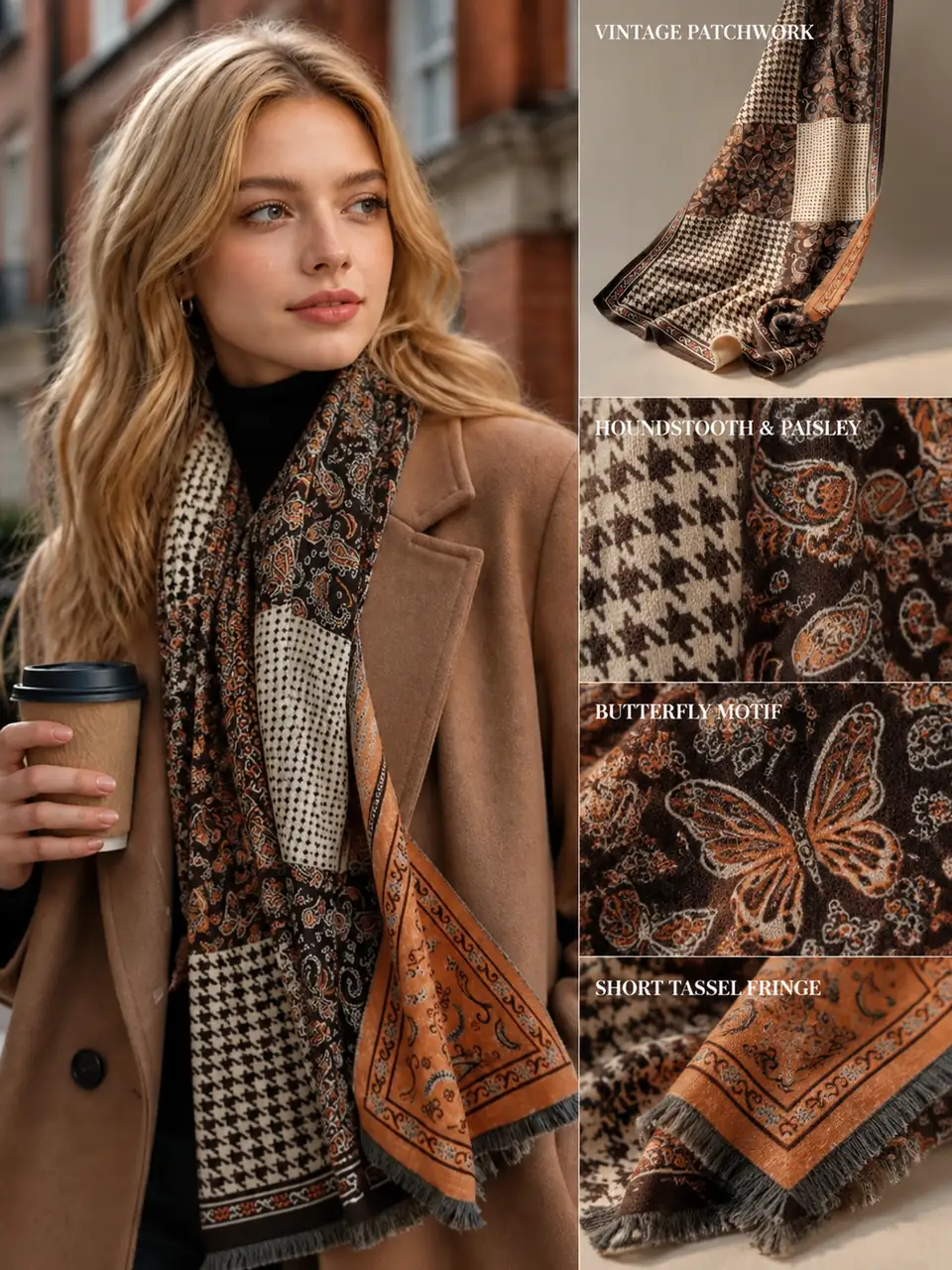 Vintage Patchwork Scarf - 3color