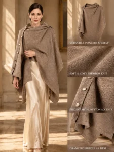 Asymmetric Knit Poncho - 12color