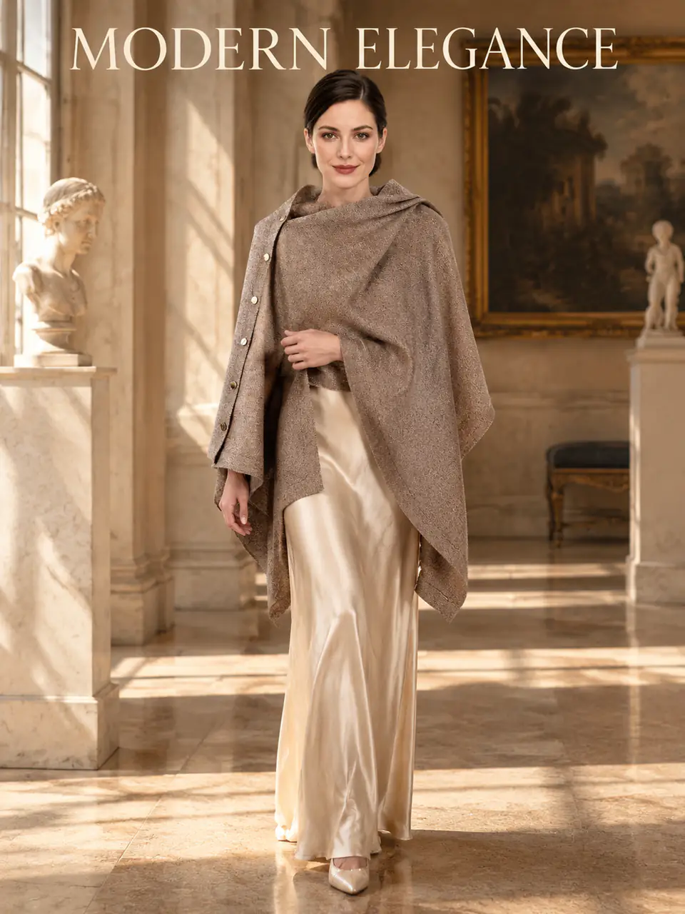 Asymmetric Knit Poncho