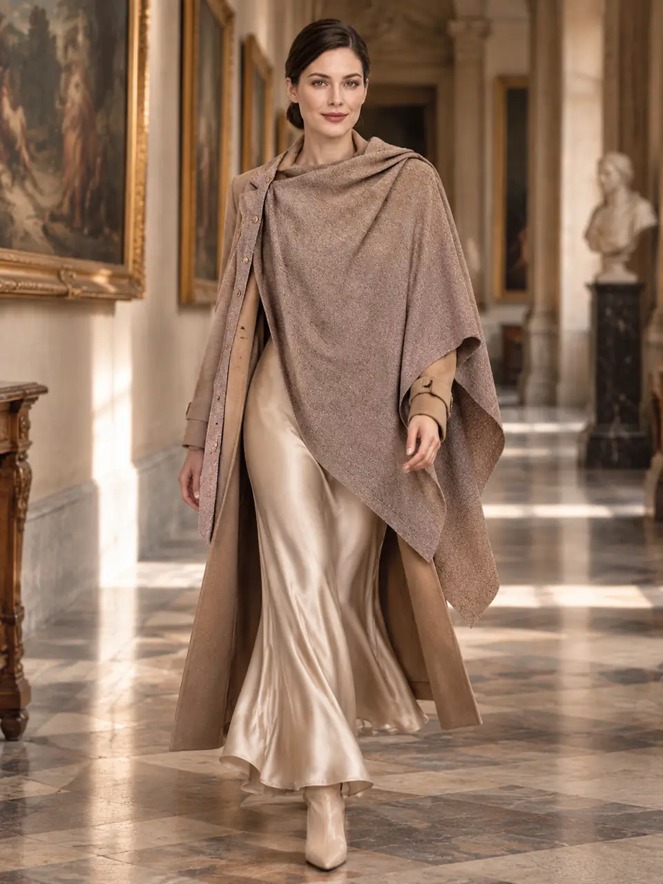 Asymmetric Knit Poncho
