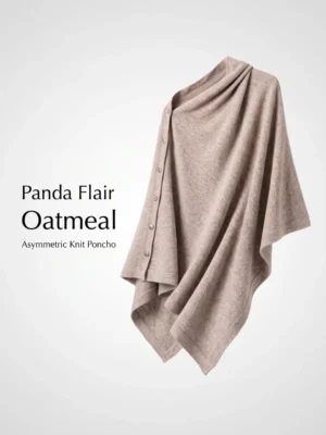 Asymmetric Knit Poncho in Oatmeal