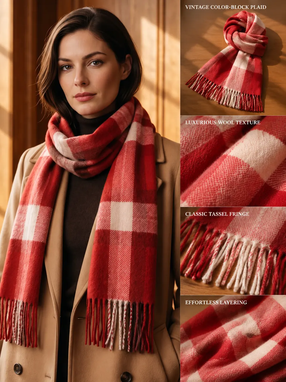 British Plaid Wool Scarf - 29color