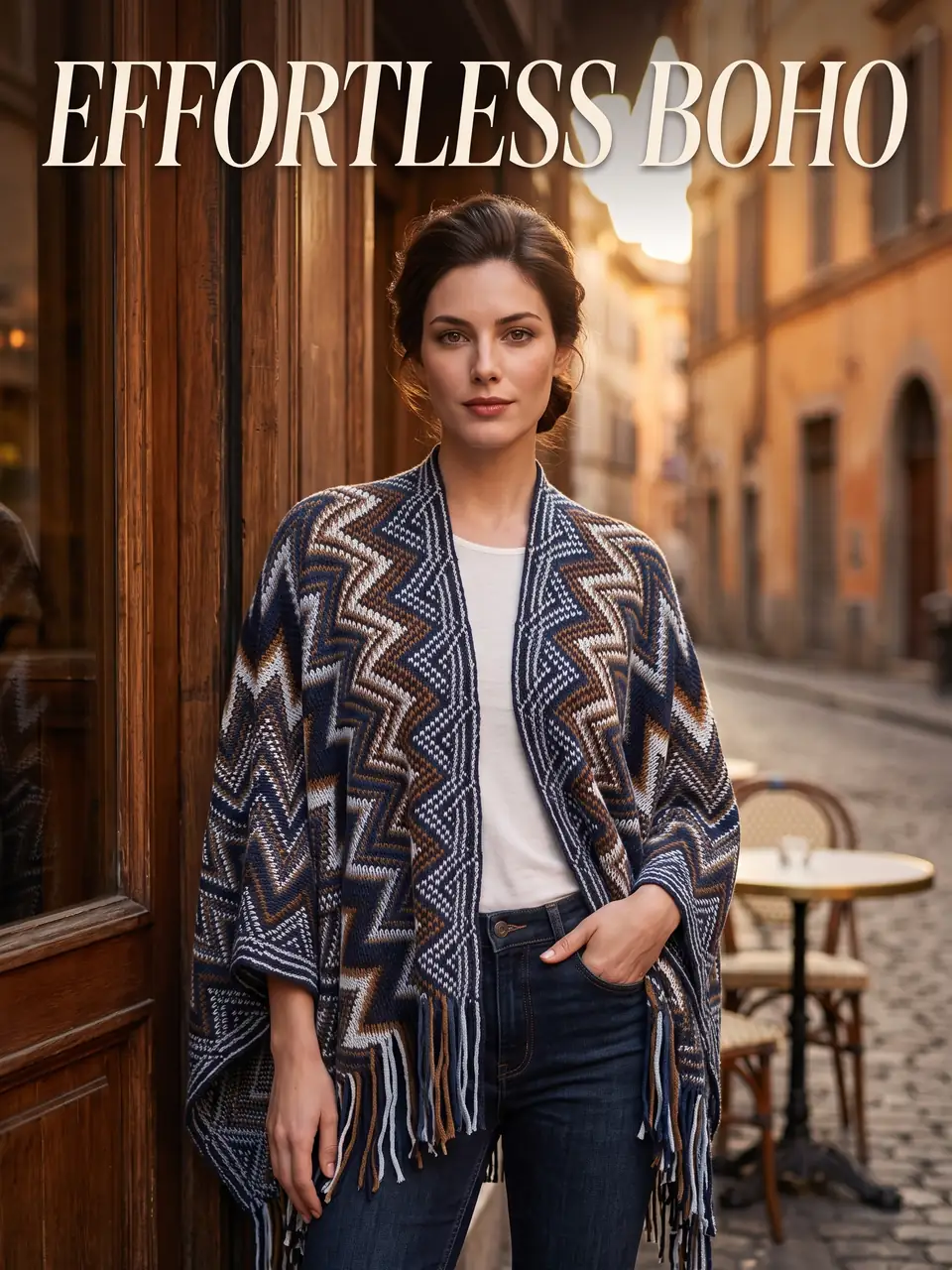 Chevron Knit Poncho Value Showcase