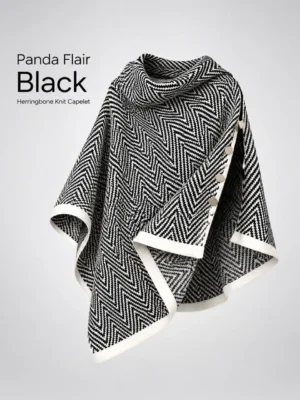 Herringbone Knit Capelet in Black