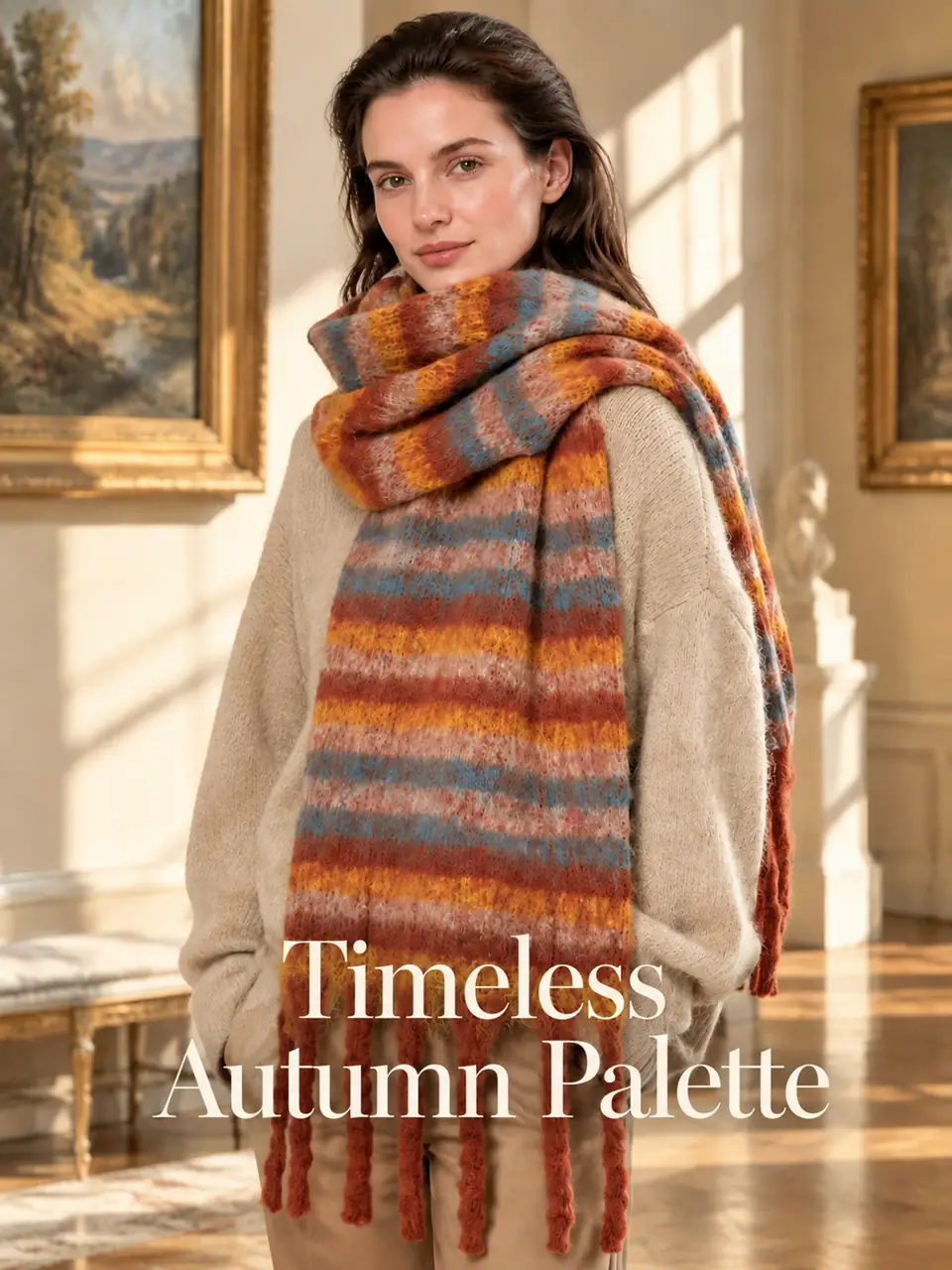 Oversized Stripe Fringe Scarf Value Showcase