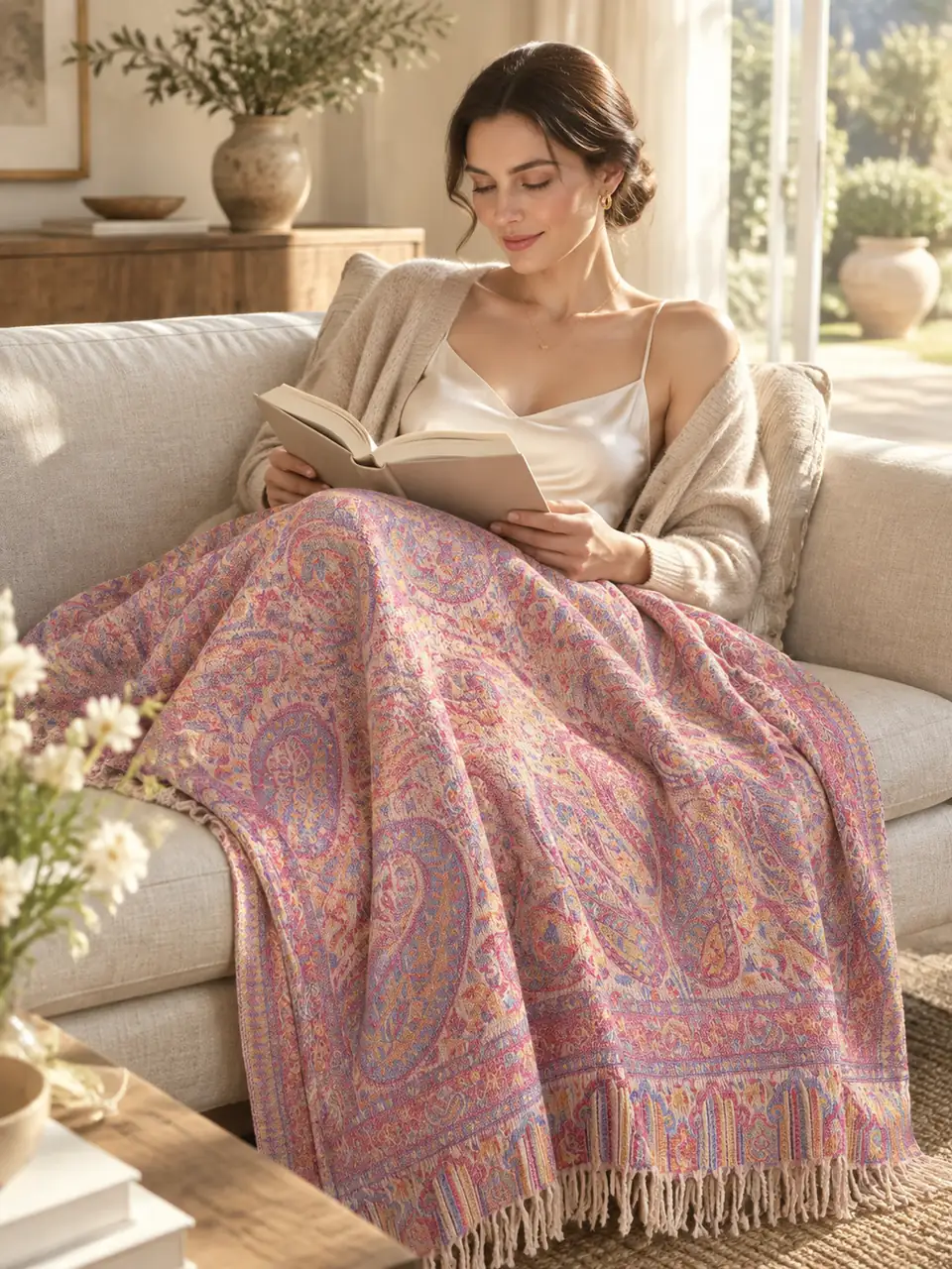 Paisley Jacquard Wrap Scarf