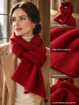 Burgundy Wool Scarf - 18color
