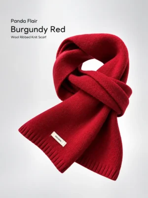 Burgundy Wool Scarf in Burgundy Red